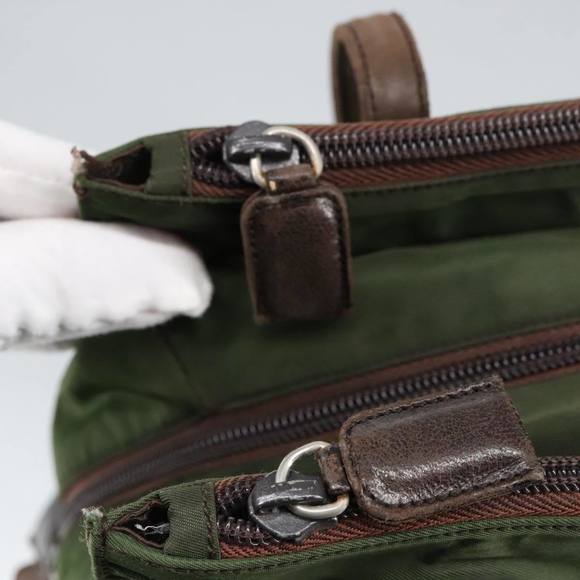 PRADA Shoulder Bag Nylon Leather Khaki Brown Silver Auth bs20160 - Picture 10 of 16